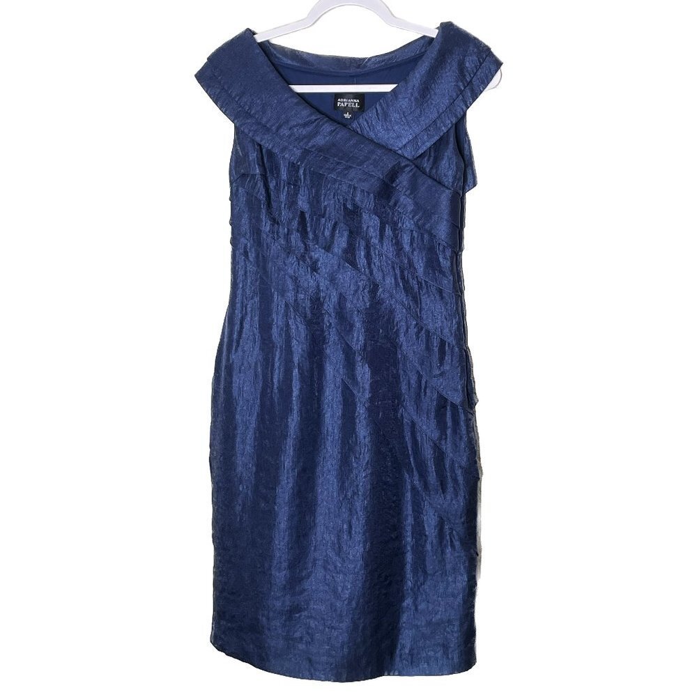 Adrianna Papell Blue Formal Midi Dress Size 6